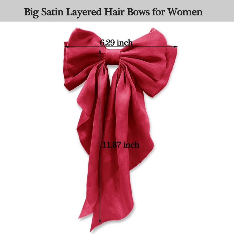 illpta Large Red Satin Hair Bows, Clips, and Barrettes - Hair Accessories for Women, Christmas Gift - Image 5